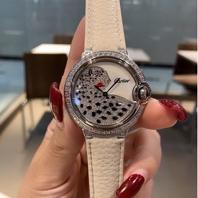 卡地亚蓝气球系列豹纹荔枝纹皮瑞士石英女表...